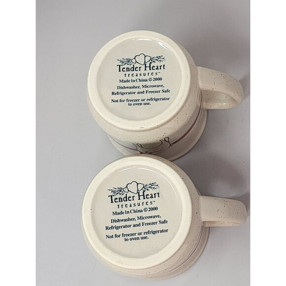 Set Of 2  Tender Heart Treasures Stoneware Mugs With Reindeer Design‎ & Red Band - Picture 7 of 9